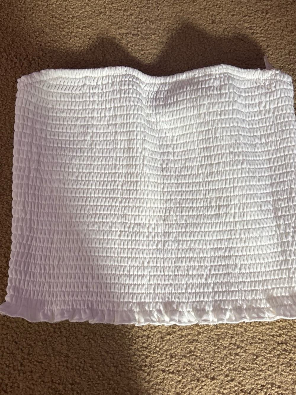 Smocked White Strapless Crop Top - Women's Tube Top